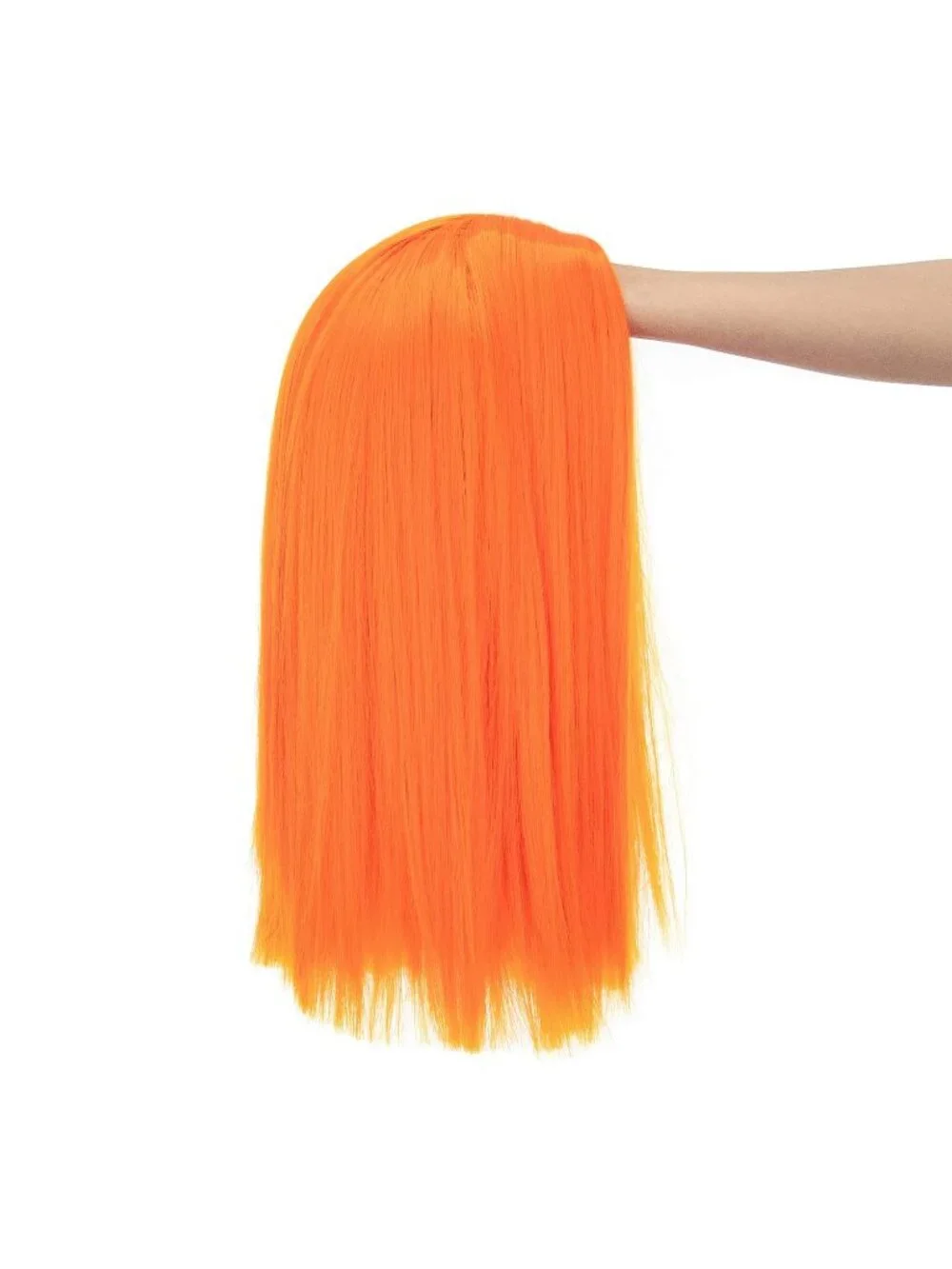 Women's 14 Inch Orange Yellow Wig Short Straight Middle Part Synthetic Heat